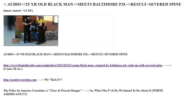 FREDDIE GRAY - 25-YR OLD BLACK MAN - MEETS BALTIMORE POLICE - SEVERED SPINE - TUMBLR VERSION