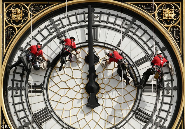 CLEANING CLOCK OF PARLIAMENT